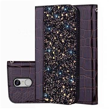 Shiny Crocodile Pattern Stitching Magnetic Closure Flip Holster Shockproof Phone Cases for Xiaomi Redmi Note 4 Red Mi Note4 - Black Brown