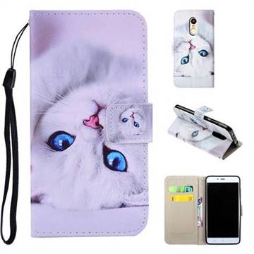 White Cat PU Leather Wallet Phone Case Cover for Xiaomi Redmi Note 4 Red Mi Note4