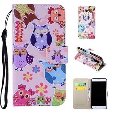 Colorful Owls PU Leather Wallet Phone Case Cover for Xiaomi Redmi Note 4 Red Mi Note4