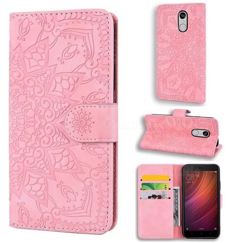 Retro Embossing Mandala Flower Leather Wallet Case for Xiaomi Redmi Note 4 Red Mi Note4 - Pink