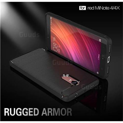 Luxury Carbon Fiber Brushed Wire Drawing Silicone TPU Back Cover for Xiaomi Redmi Note 4X (Black)