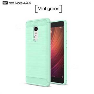 Luxury Carbon Fiber Brushed Wire Drawing Silicone TPU Back Cover for Xiaomi Redmi Note 4X (Mint Green)