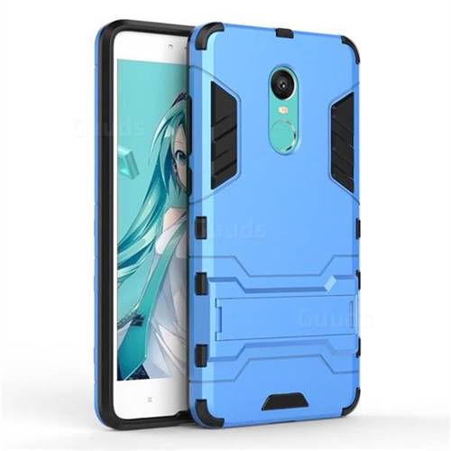 Armor Premium Tactical Grip Kickstand Shockproof Dual Layer Rugged Hard Cover for Xiaomi Redmi Note 4X - Light Blue