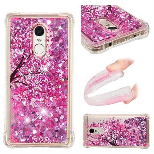 Pink Cherry Blossom Dynamic Liquid Glitter Sand Quicksand Star TPU Case for Xiaomi Redmi Note 4X