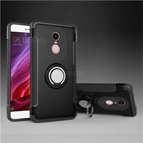 Luxury Carbon Fiber Brushed Wire Drawing Silicone TPU Back Cover for Xiaomi Redmi Note 4X - Black