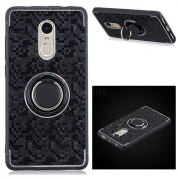 Luxury Mosaic Metal Silicone Invisible Ring Holder Soft Phone Case for Xiaomi Redmi Note 4X - Black