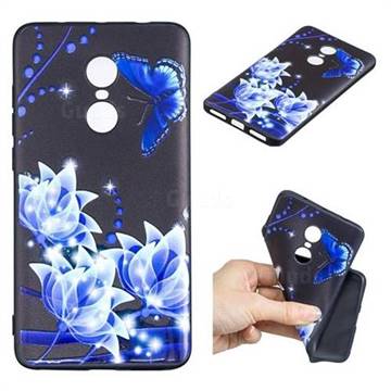 Blue Butterfly 3D Embossed Relief Black TPU Cell Phone Back Cover for Xiaomi Redmi Note 4X