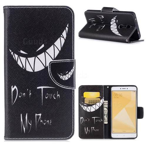 Crooked Grin Leather Wallet Case for Xiaomi Redmi Note 4X
