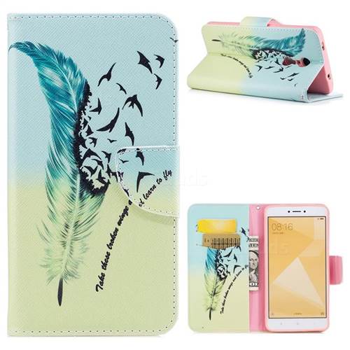 Feather Bird Leather Wallet Case for Xiaomi Redmi Note 4X