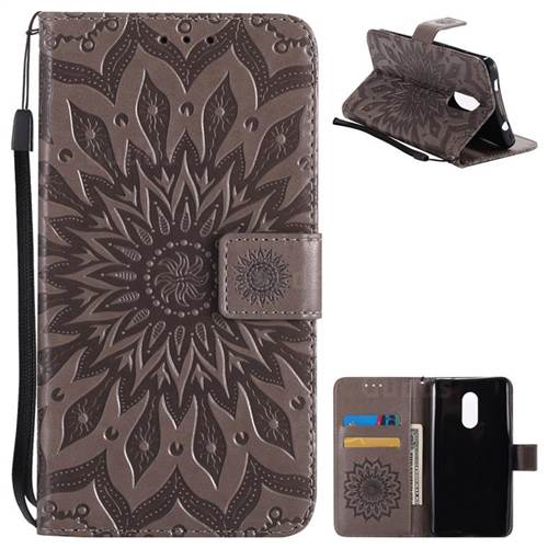 Embossing Sunflower Leather Wallet Case for Xiaomi Redmi Note 4X - Gray