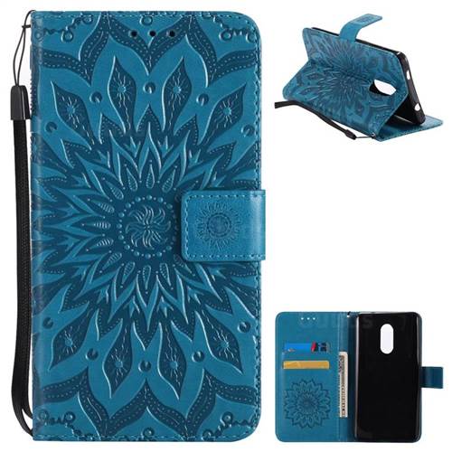 Embossing Sunflower Leather Wallet Case for Xiaomi Redmi Note 4X - Blue