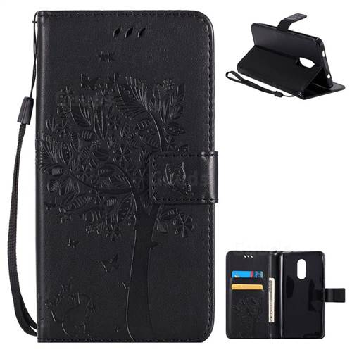 Embossing Butterfly Tree Leather Wallet Case for Xiaomi Redmi Note 4X - Black