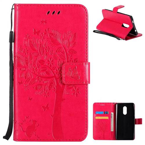Embossing Butterfly Tree Leather Wallet Case for Xiaomi Redmi Note 4X - Rose