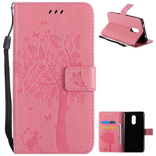 Embossing Butterfly Tree Leather Wallet Case for Xiaomi Redmi Note 4X - Pink