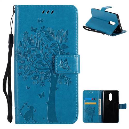 Embossing Butterfly Tree Leather Wallet Case for Xiaomi Redmi Note 4X - Blue