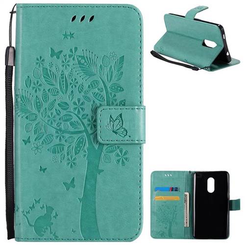 Embossing Butterfly Tree Leather Wallet Case for Xiaomi Redmi Note 4X - Cyan