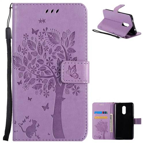 Embossing Butterfly Tree Leather Wallet Case for Xiaomi Redmi Note 4X - Violet