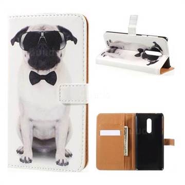 Glasses Dog Leather Wallet Case for Xiaomi Redmi Note 4X