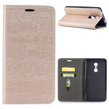 Tree Bark Pattern Automatic suction Leather Wallet Case for Xiaomi Redmi Note 4X - Champagne Gold