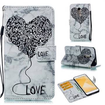 Marble Heart PU Leather Wallet Phone Case for Xiaomi Redmi Note 4X - Black