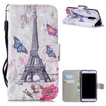 Paris Tower 3D Painted Leather Wallet Phone Case for Xiaomi Redmi Note 4X