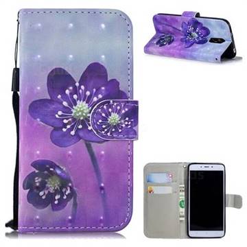 Purple Flower 3D Painted Leather Wallet Phone Case for Xiaomi Redmi Note 4X