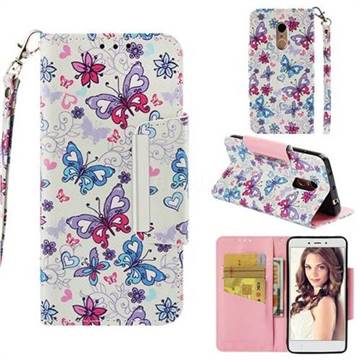 Colored Butterfly Big Metal Buckle PU Leather Wallet Phone Case for Xiaomi Redmi Note 4X