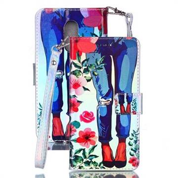 Jeans Flower Blue Ray Light PU Leather Wallet Case for Xiaomi Redmi Note 4X