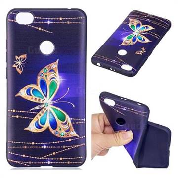 Golden Shining Butterfly 3D Embossed Relief Black Soft Back Cover for Xiaomi Redmi Note 5A