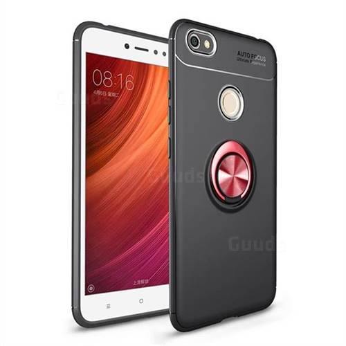 Auto Focus Invisible Ring Holder Soft Phone Case for Xiaomi Redmi Note 5A - Black Red