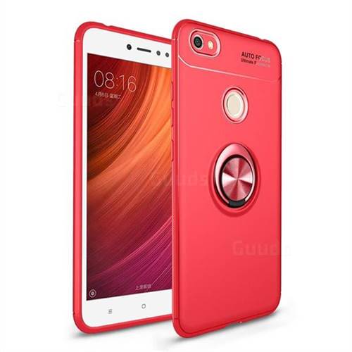 Auto Focus Invisible Ring Holder Soft Phone Case for Xiaomi Redmi Note 5A - Red