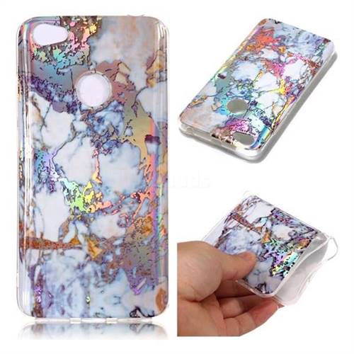 Gold Plating Marble Pattern Bright Color Laser Soft TPU Case for Xiaomi Redmi Note 5A