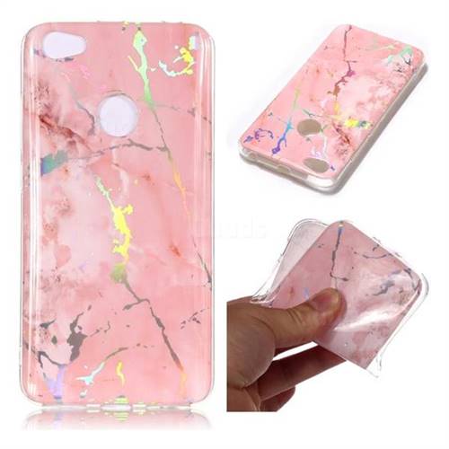 Powder Pink Marble Pattern Bright Color Laser Soft TPU Case for Xiaomi Redmi Note 5A