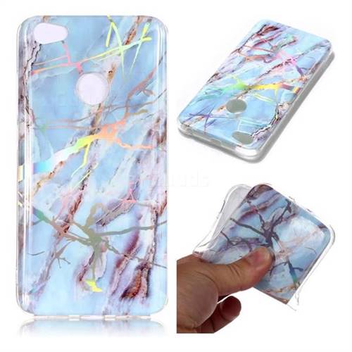 Light Blue Marble Pattern Bright Color Laser Soft TPU Case for Xiaomi Redmi Note 5A