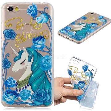 Blue Flower Unicorn Clear Varnish Soft Phone Back Cover for Xiaomi Redmi Note 5A