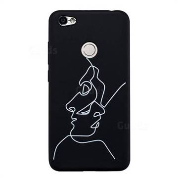 Human Face Stick Figure Matte Black TPU Phone Cover for Xiaomi Redmi Note 5A