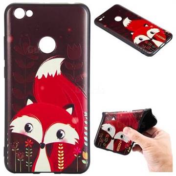Red Fox 3D Embossed Relief Black TPU Back Cover for Xiaomi Redmi Note 5A