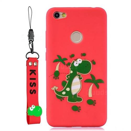 Red Dinosaur Soft Kiss Candy Hand Strap Silicone Case for Xiaomi Redmi Note 5A