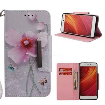 Pearl Flower Big Metal Buckle PU Leather Wallet Phone Case for Xiaomi Redmi Note 5A