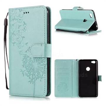 Intricate Embossing Dandelion Butterfly Leather Wallet Case for Xiaomi Redmi Note 5A - Green