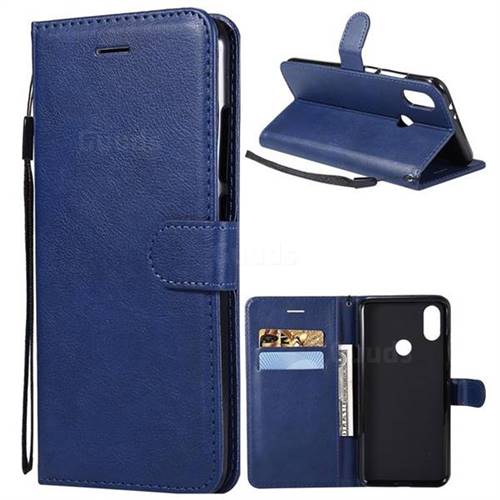 Retro Greek Classic Smooth PU Leather Wallet Phone Case for Xiaomi Redmi Note 5A - Blue