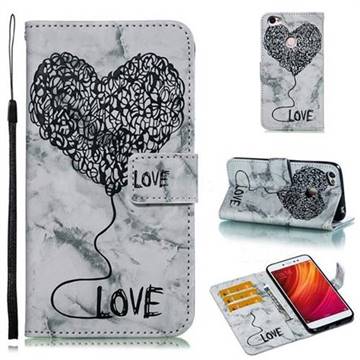 Marble Heart PU Leather Wallet Phone Case for Xiaomi Redmi Note 5A - Black