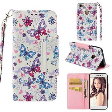 Colored Butterfly Big Metal Buckle PU Leather Wallet Phone Case for Xiaomi Redmi Note 5A