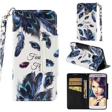 Peacock Feather Big Metal Buckle PU Leather Wallet Phone Case for Xiaomi Redmi Note 5A