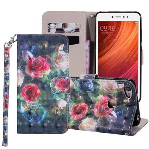 Rose Flower 3D Painted Leather Phone Wallet Case Cover for Xiaomi Redmi Note 5A