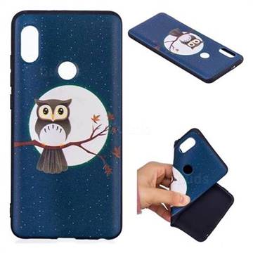 Moon and Owl 3D Embossed Relief Black Soft Back Cover for Xiaomi Redmi Note 5 Pro