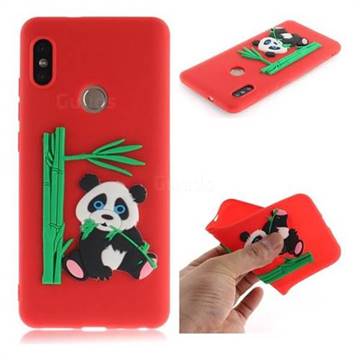 Panda Eating Bamboo Soft 3D Silicone Case for Xiaomi Redmi Note 5 Pro - Red