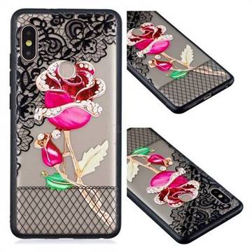 Rose Lace Diamond Flower Soft TPU Back Cover for Xiaomi Redmi Note 5 Pro