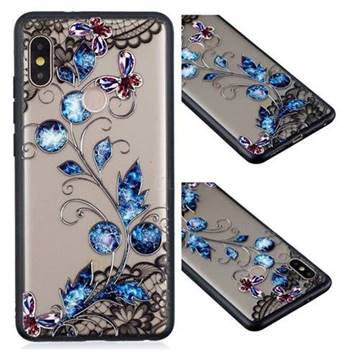 Butterfly Lace Diamond Flower Soft TPU Back Cover for Xiaomi Redmi Note 5 Pro