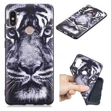 White Tiger 3D Embossed Relief Black TPU Cell Phone Back Cover for Xiaomi Redmi Note 5 Pro